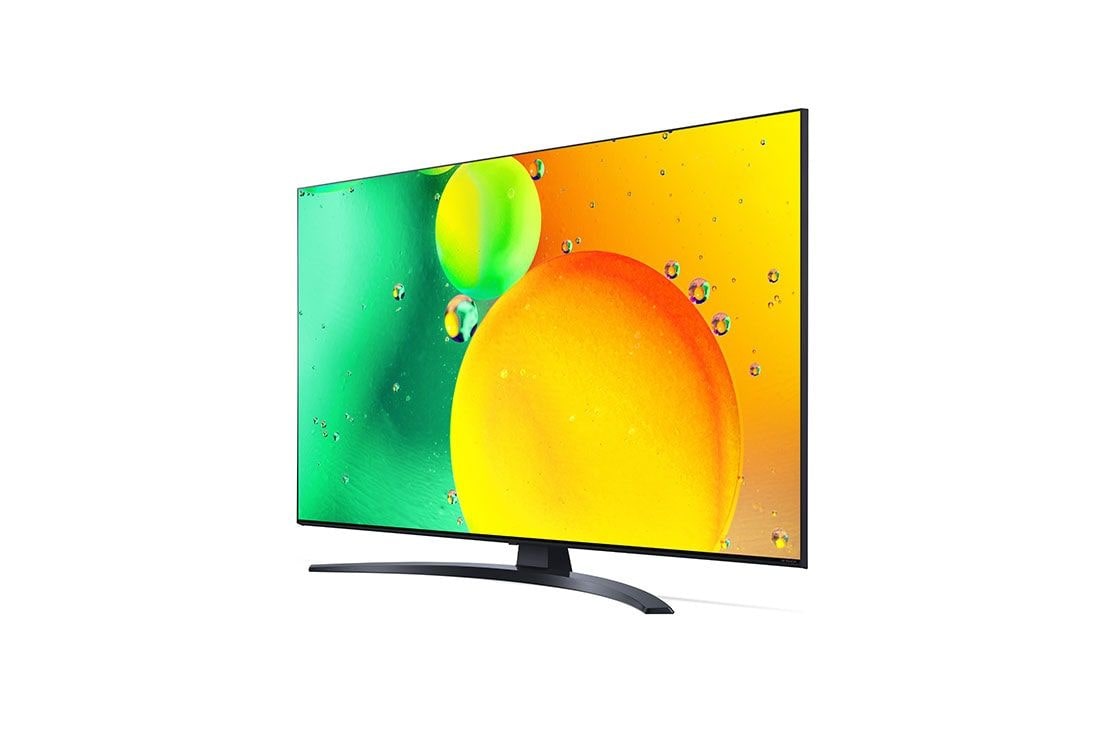 LG 43 pouces LG NanoCell NANO76 4K Smart TV - 43NANO766QA, vue de côté à 30 degrés avec image de remplissage, 43NANO766QA, thumbnail 4
