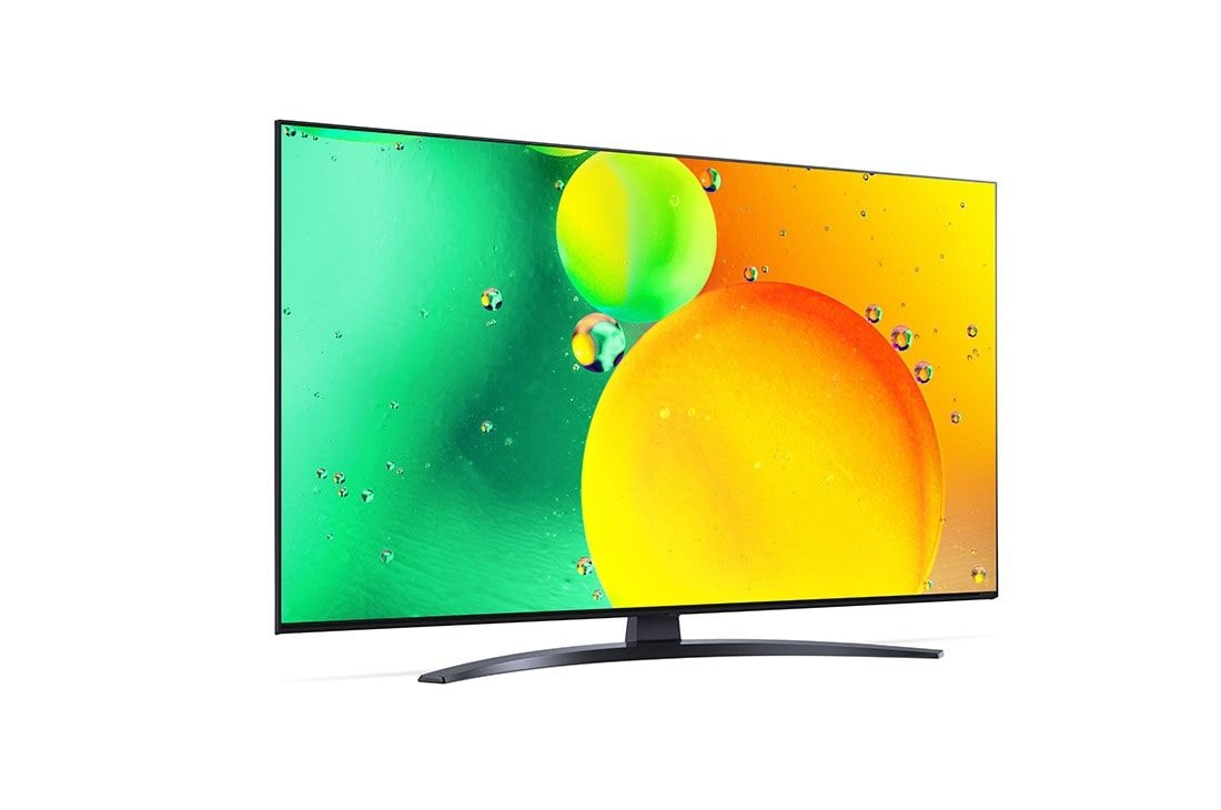LG 43 pouces LG NanoCell NANO76 4K Smart TV - 43NANO766QA, vue de côté à 60 degrés avec image de remplissage, 43NANO766QA, thumbnail 6