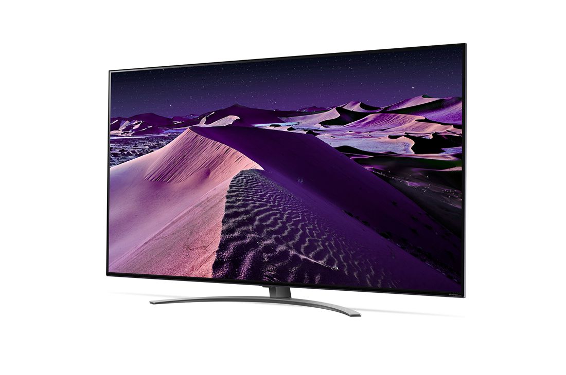LG QNED86, vue de côté à 30 degrés avec image de remplissage, 75QNED866QA, thumbnail 3