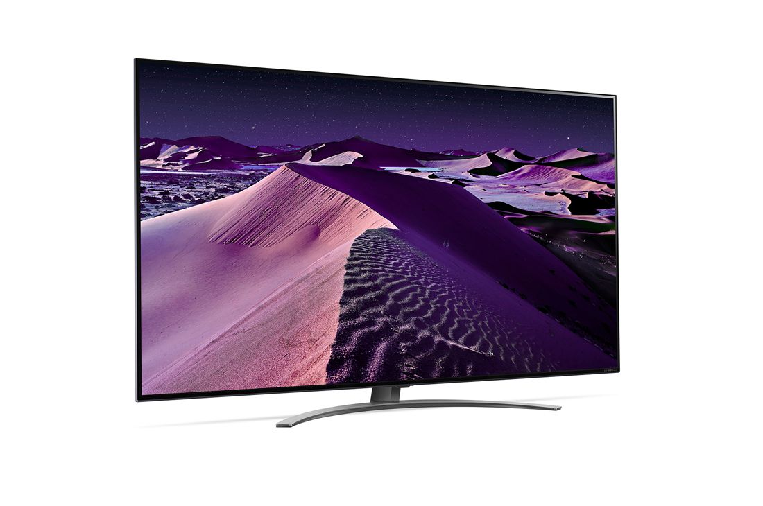 LG QNED86, vue de côté à 30 degrés avec image de remplissage, 75QNED866QA, thumbnail 6