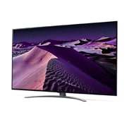LG QNED86, vue de côté à 30 degrés avec image de remplissage, 75QNED866QA, thumbnail 3