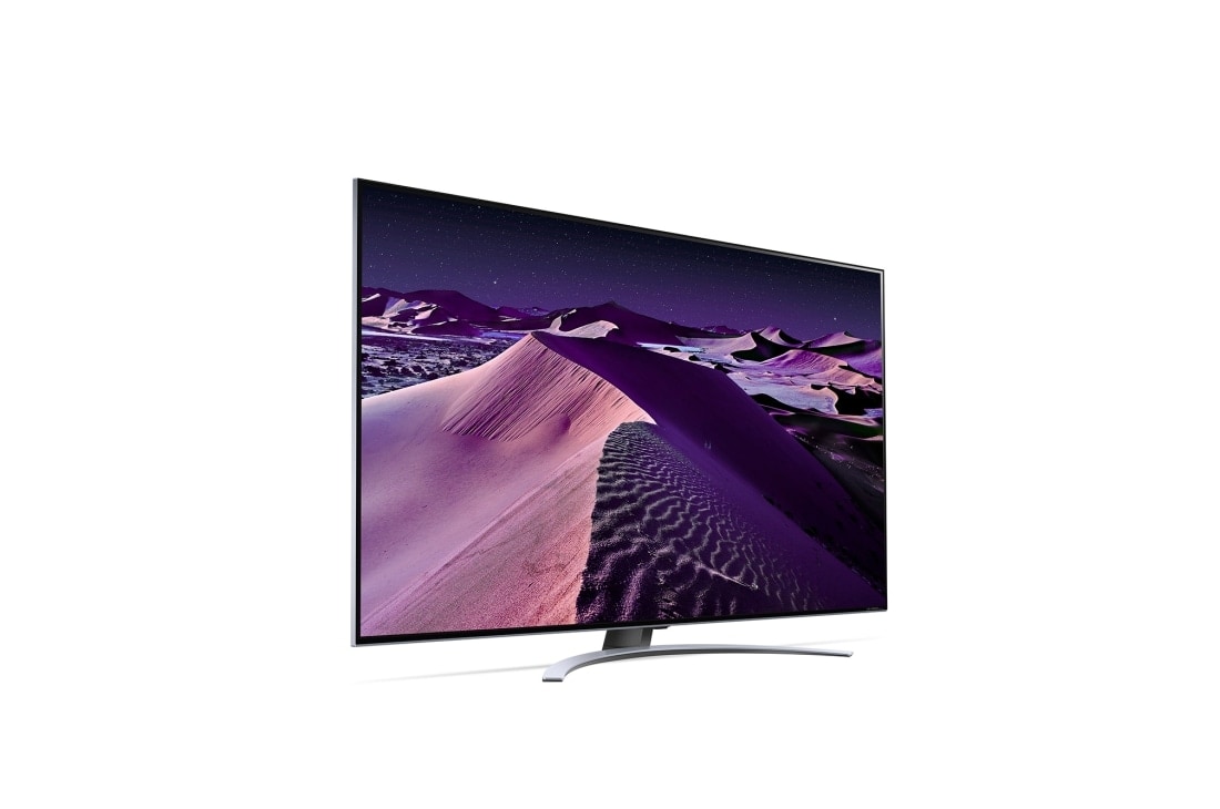 LG QNED87, vue de côté à 30&nbsp;degrés avec image de remplissage, 75QNED876QB, thumbnail 6
