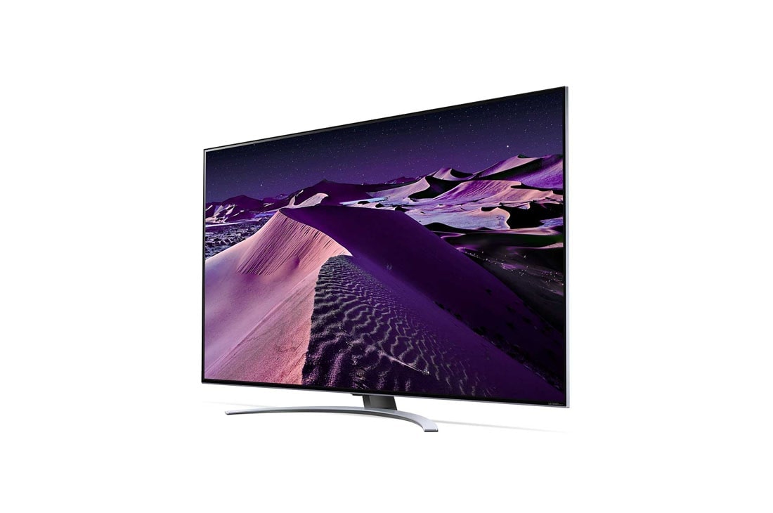 LG QNED87, vue de côté à 30 degrés avec image de remplissage, 65QNED876QB, thumbnail 3