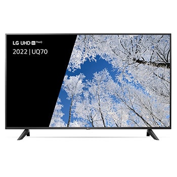 Vue avant du téléviseur UHD de LG avec image de remplissage et logo du produit1