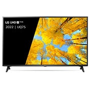 LG TÉLÉVISEUR UHD 4K, Vue avant du téléviseur UHD de LG avec image de remplissage et logo du produit, 65UQ75006LF, thumbnail 1