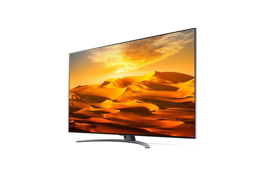 LG QNED91, vue de côté à 30 degrés avec image de remplissage, 65QNED916QA, thumbnail 3