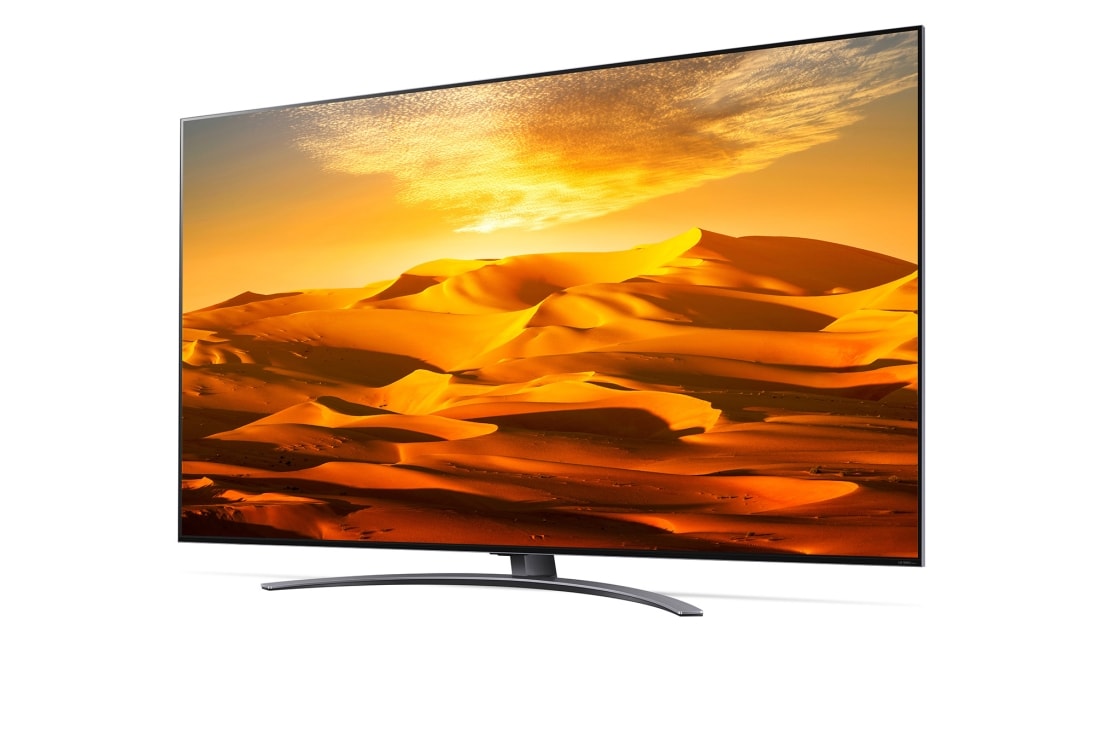 LG QNED91, vue de côté à 15 degrés avec image de remplissage, 86QNED916QA, thumbnail 3