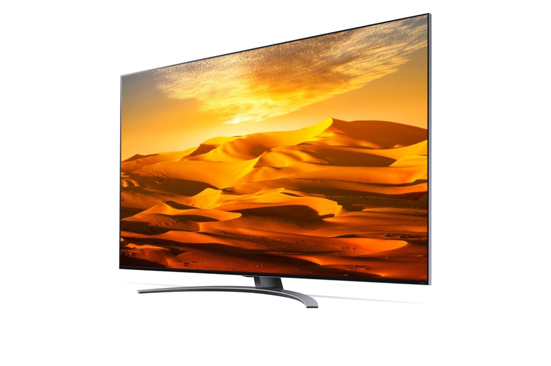 LG QNED91, vue de côté à 30 degrés avec image de remplissage, 86QNED916QA, thumbnail 4