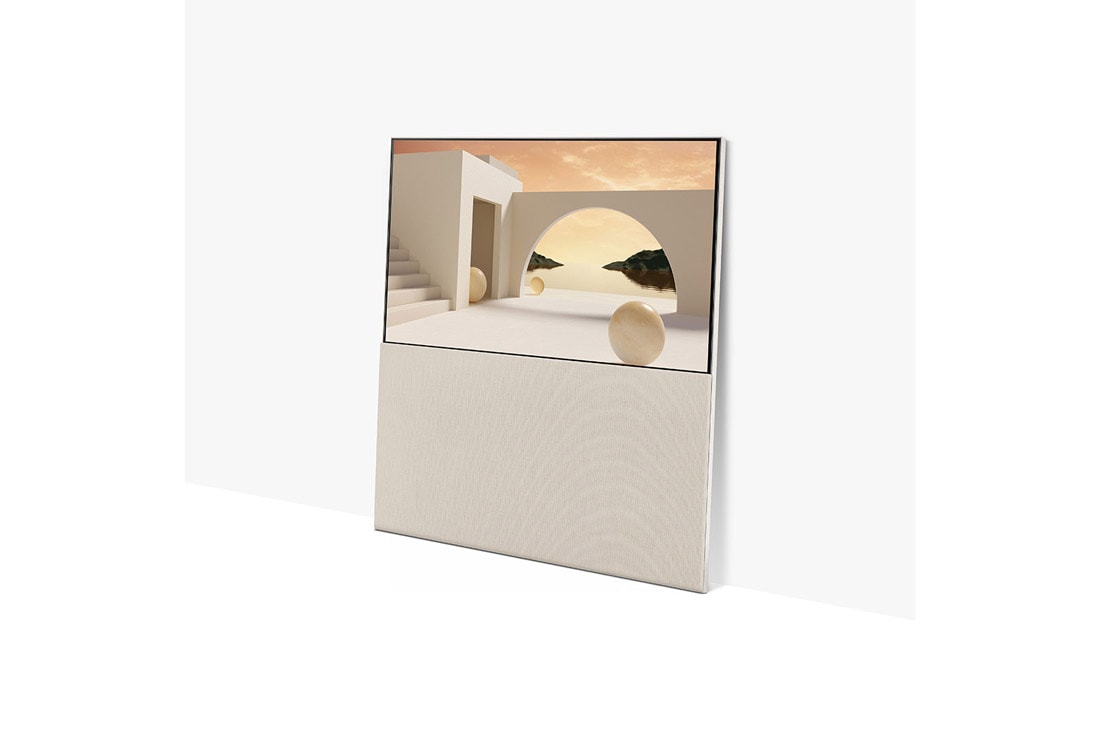 LG OLED | Object Collection Easel, Easel vu de face en mode Line View, légèrement incliné vers la gauche et au ras du mur., 65ART90E6QA, thumbnail 4