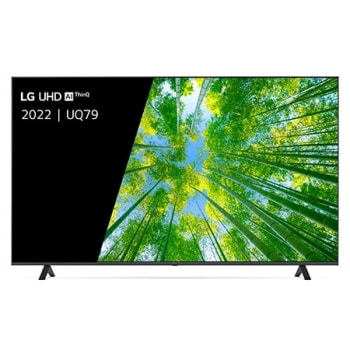Vue avant du téléviseur UHD de LG avec image de remplissage et logo du produit1
