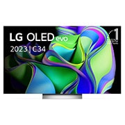 LG 65 pouces LG OLED evo C3 4K Smart TV - OLED65C34LA, Vue avant du LG OLED evo avec l’emblème « 11 Years World No.1 OLED » à l’écran, et de la barre de son située en dessous. , OLED65C34LA, thumbnail 1