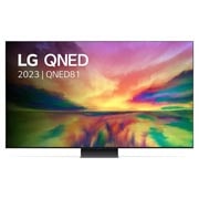 LG QNED81R, Vue avant du téléviseur QNED de LG avec image de remplissage et logo du produit, 86QNED816RE, thumbnail 1