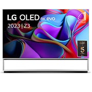 LG 88 pouces LG OLED evo Z3 8K Smart TV - OLED88Z39LA, Vue de face avec l’emblème « 10 Years World No.1 OLED » et le logo « Garantie du panneau : 5 ans » sur l’écran, OLED88Z39LA, thumbnail 1