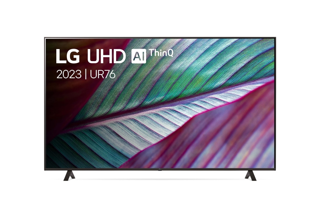 LG 75 pouces LG LED UHD UR76 4K Smart TV - 75UR78006LL, Vue avant du téléviseur UHD de LG, 75UR76006LL