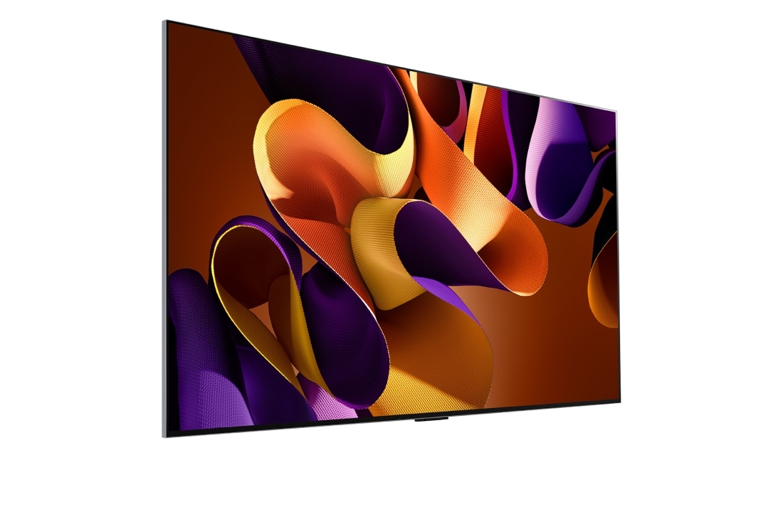 LG 83 pouces LG OLED evo AI G4 4K Smart TV OLED83G4, Vue latérale légèrement inclinée vers la droite du LG OLED evo TV, OLED G4 sur le mur, OLED83G45LW, thumbnail 5