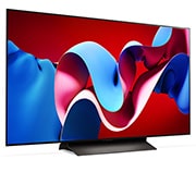 LG 48 pouces LG OLED evo AI C4 4K Smart TV OLED48C4, Vue latérale légèrement inclinée vers la droite du LG OLED evo TV, OLED C4, OLED48C46LA, thumbnail 7