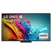 LG Smart TV LG QNED AI QNED87 4K 75 pouces 2024, Vue de face du téléviseur LG QNED, QNED87   avec le texte LG QNED, 2024, et le logo webOS Re:New Program à l’écran., 75QNED87T6B, thumbnail 1