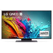 LG Smart TV LG QNED AI QNED85 4K 75 pouces 2024, Vue de face du téléviseur LG QNED, QNED85 avec le texte LG QNED, 2024, et le logo webOS Re:New Program à l’écran., 75QNED85T6C, thumbnail 1