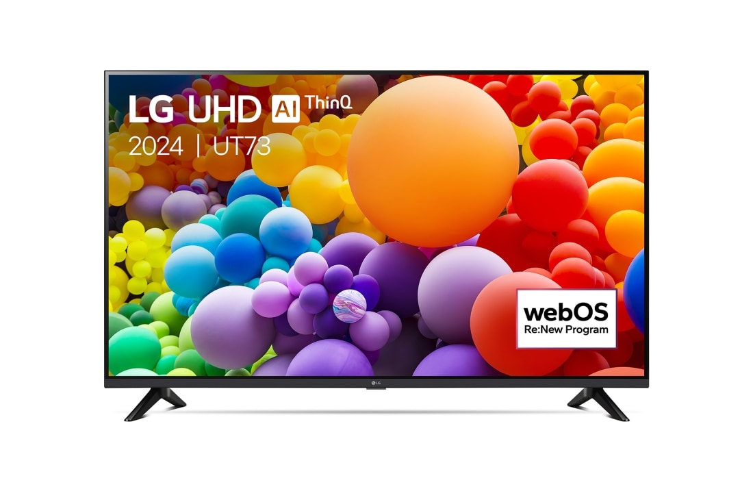 LG Smart TV LG UHD UT73 4K 65 pouces 2024, Vue avant du téléviseur UHD de LG, 65UT73006LA