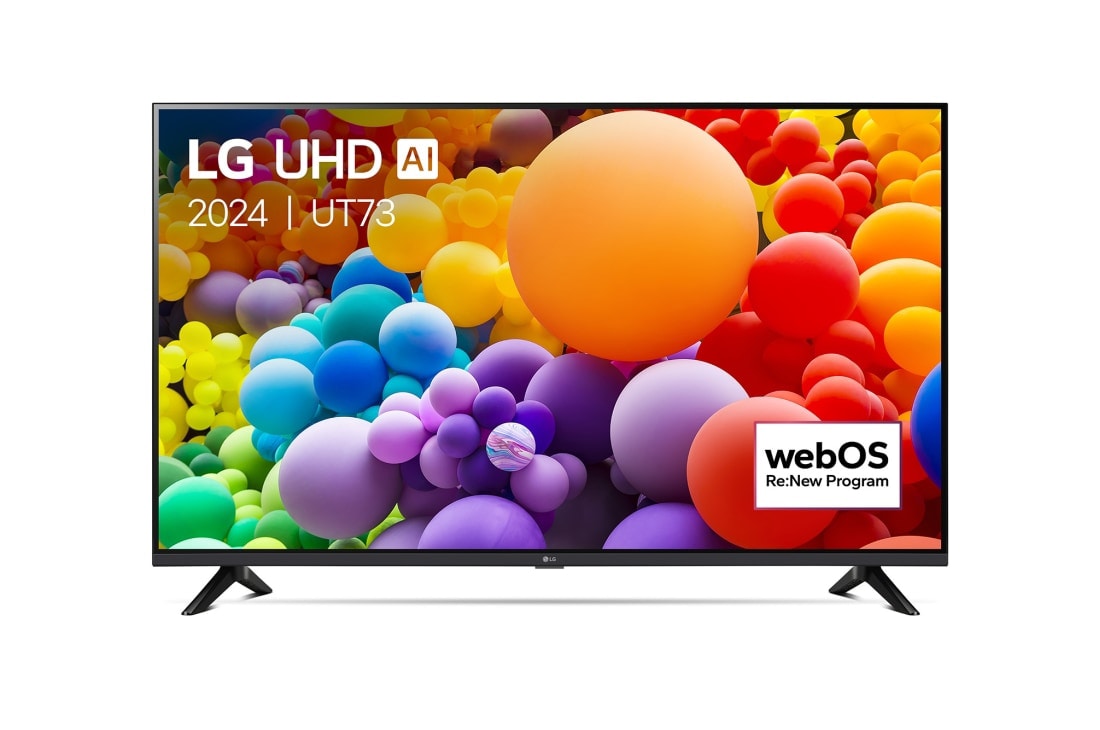 LG Smart TV LG UHD AI UT73 4K 65 pouces 2024, Vue avant du téléviseur UHD de LG, 65UT73006LA
