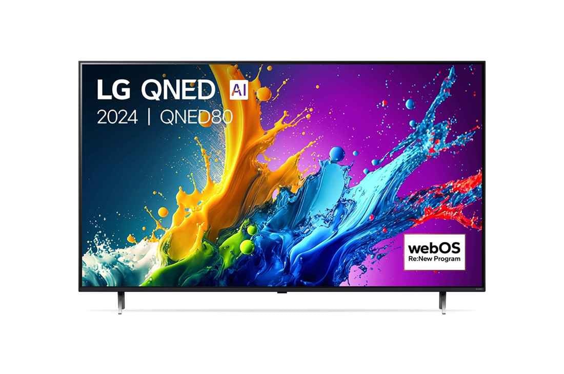 LG Smart TV LG QNED AI QNED80 4K 86 pouces 2024, front view with logo, 86QNED80T6A