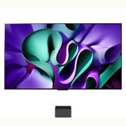 LG 97 pouces OLED LG SIGNATURE M4 True Wireless TV avec transfert vidéo et audio 4K 120Hz sans fil , Vue de face du LG OLED M4 sur le support et de la Zero Connect Box , OLED97M49LA, thumbnail 3