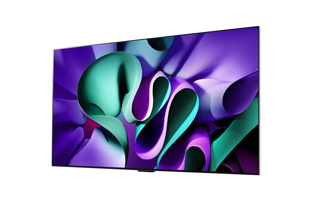 LG 77 pouces LG OLED evo AI M4, la première TV True Wireless au monde avec transfert vidéo et audio 4K 144Hz , Vue latérale légèrement inclinée, OLED77M49LA, thumbnail 4