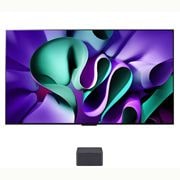 LG 65 pouces LG OLED evo AI M4, la première TV True Wireless au monde avec transfert vidéo et audio 4K 144Hz , Vue de face du LG OLED M4 sur le support et de la Zero Connect Box , OLED65M49LA, thumbnail 3
