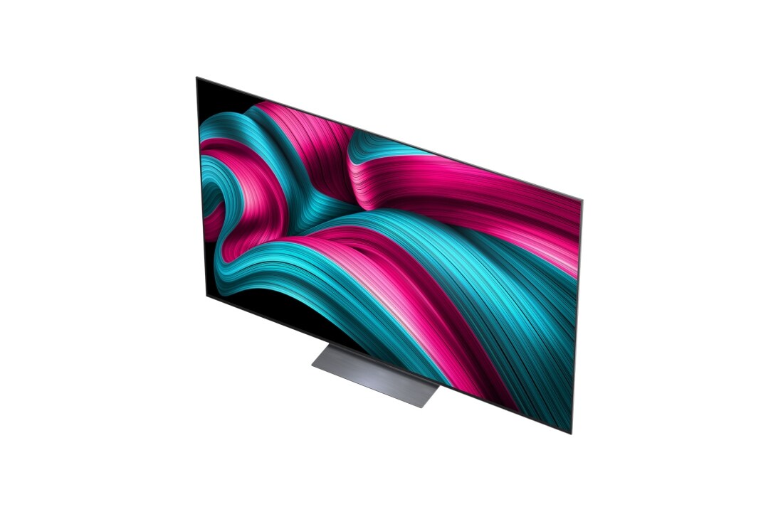 LG Smart TV LG OLED evo AI 4K C5 2025 83 pouces, Perroquet coloré en ultra haute définition sur un fond noir. On voit des gouttes d’eau suspendues dans l’air tout autour. L’image présente la technologie Perfect Color, car chaque couleur différente d, OLED83C54LA, thumbnail 6