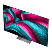 LG Smart TV LG OLED evo AI 4K C5 2025 83 pouces, Perroquet coloré en ultra haute définition sur un fond noir. On voit des gouttes d’eau suspendues dans l’air tout autour. L’image présente la technologie Perfect Color, car chaque couleur différente d, OLED83C54LA, thumbnail 6