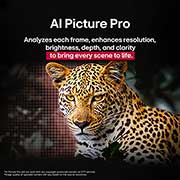 LG Smart TV LG OLED AI 4K B5 2025 83 pouces, Un léopard dans la forêt avec des couleurs et des détails éclatants. On voit une grille et une lumière briller derrière le léopard, indiquant comment LG AI Picture Pro a apporté des améliorations visu, OLED83B56LA, thumbnail 8