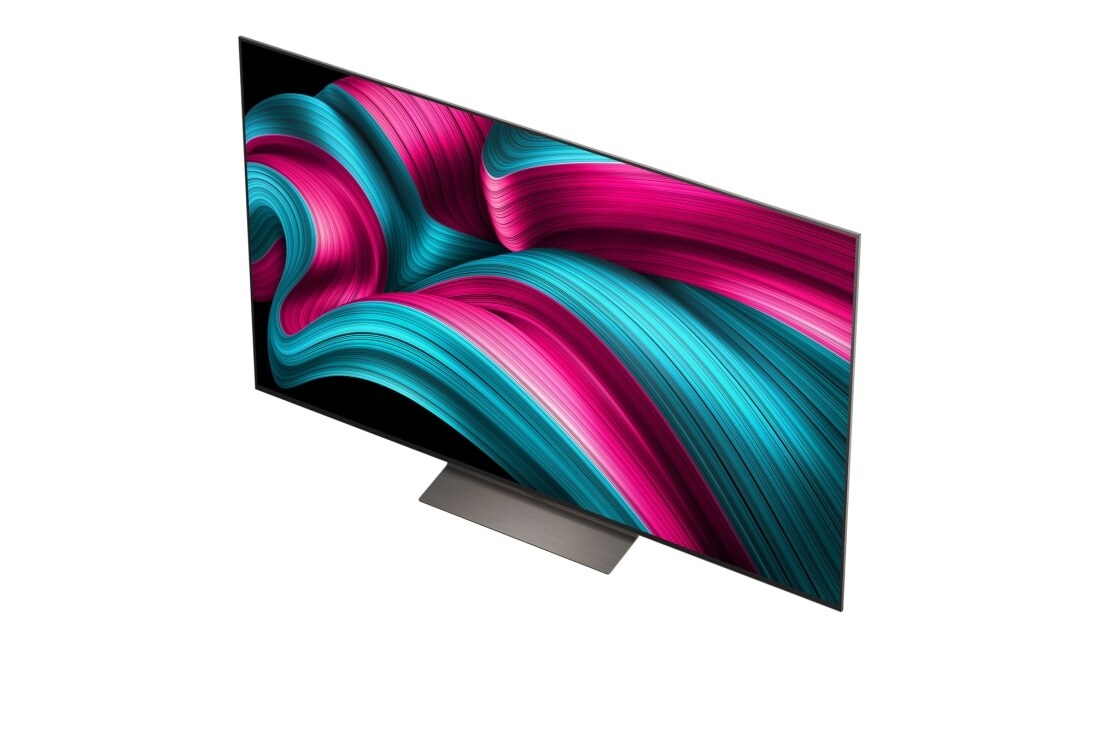 LG Smart TV LG OLED evo AI 4K C5 2025 65 pouces, Perroquet coloré en ultra haute définition sur un fond noir. On voit des gouttes d’eau suspendues dans l’air tout autour. L’image présente la technologie Perfect Color, car chaque couleur différente d, OLED65C5ELB, thumbnail 6