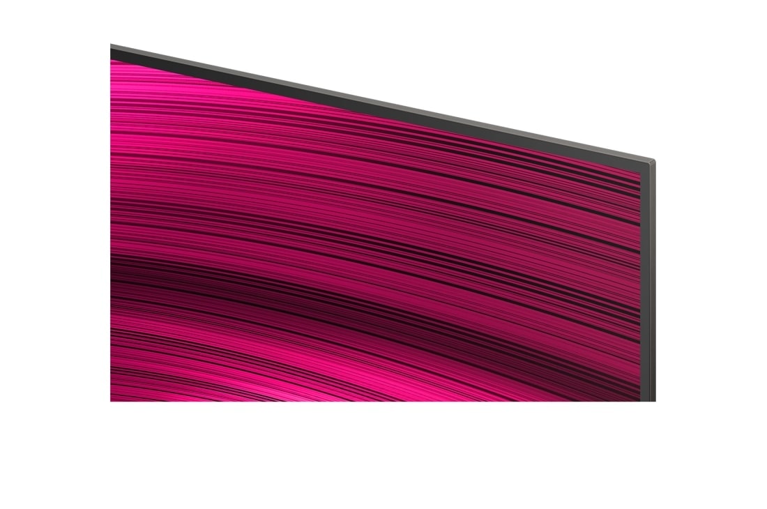 LG Smart TV LG OLED evo AI 4K C5 2025 65 pouces, Espace salon avec une LG OLED TV à fixation murale. Sur la TV se trouve une chaîne de montagnes face à un ciel sombre et nocturne rempli d’étoiles. Cette scène est divisée en deux pour montrer comment, OLED65C5ELB, thumbnail 7