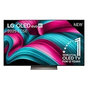 LG Smart TV LG OLED evo AI 4K C5 2025 65 pouces, Vue avant de la Smart TV LG OLED evo AI C5 4K. L’emblème OLED numéro 1 dans le monde pendant 12 ans et le logo LG OLED evo AI 2025 sont à l’écran., OLED65C5ELB, thumbnail 1