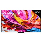 LG Smart TV LG QNED evo AI QNED86 MiniLED  4K 2025 100 pouces, Vue avant de la TV LG QNED evo QNED86, logo LG QNED evo Al, dans le coin supérieur. La TV LG QNED evo QNED85 représente des textures colorées semblables à de la peinture, réunies., 100QNED86A6, thumbnail 1