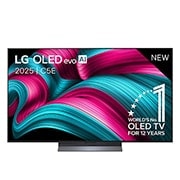 LG Smart TV LG OLED evo AI 4K C5E 2025 55 pouces, Vue avant de la Smart TV LG OLED evo AI C5 4K. L’emblème OLED numéro 1 dans le monde pendant 12 ans et le logo LG OLED evo AI 2025 sont à l’écran., OLED55C5ELB, thumbnail 1