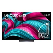 LG Smart TV LG OLED evo AI 4K C5 2025 77 pouces, Vue avant de la Smart TV LG OLED evo AI C5 4K. L’emblème OLED numéro 1 dans le monde pendant 12 ans et le logo LG OLED evo AI 2025 sont à l’écran., OLED77C54LA, thumbnail 1