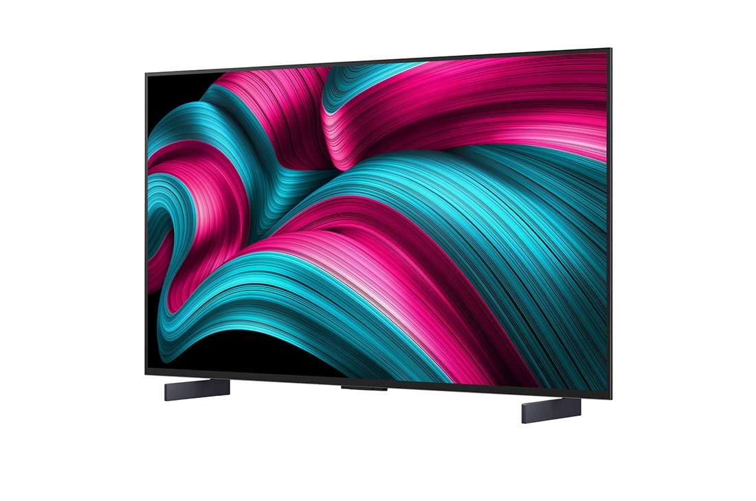 LG Smart TV LG OLED evo AI 4K C5 2025 42 pouces, Le processeur alpha 9 AI de 8ème génération s’illumine avec différentes nuances de bleu et des éclairs de lumière qui en sortent et mettent en évidence ses circuits. Les statistiques de performance so, OLED42C54LA, thumbnail 5