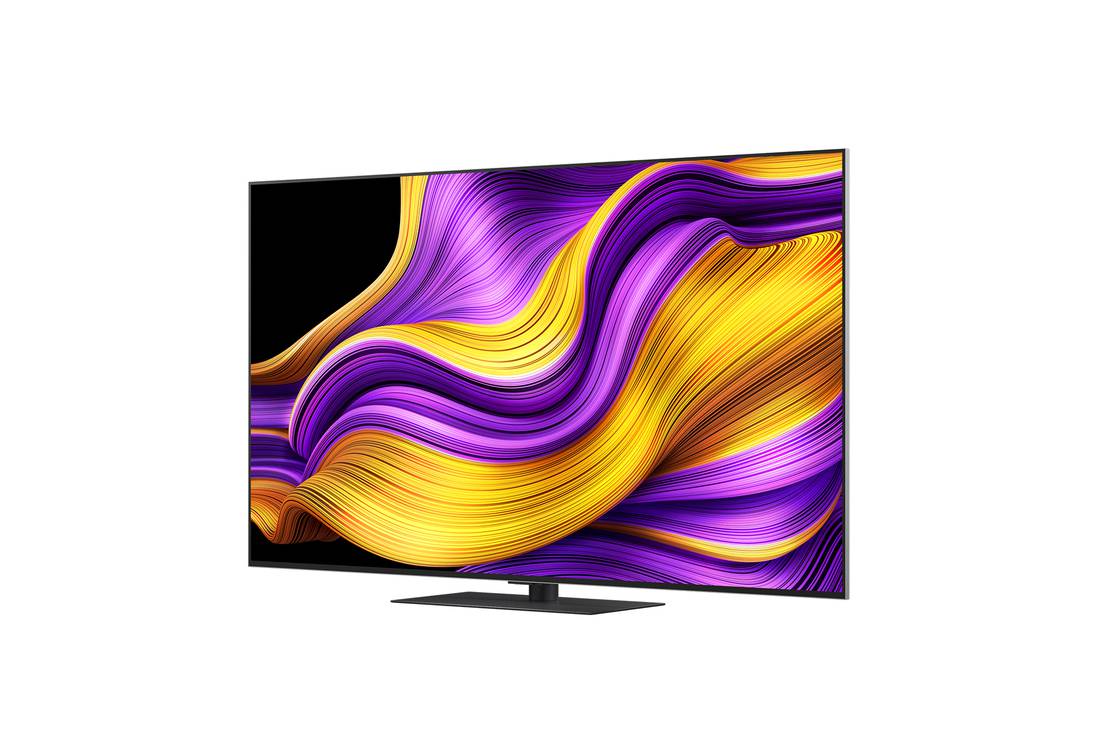 LG Smart TV LG OLED evo AI 4K G5 2025 65 pouces, Vue avant et latérale de la Smart TV LG OLED evo AI G5 4K montrant ses dimensions de longueur, largeur, hauteur et profondeur., OLED65G56LS, thumbnail 5