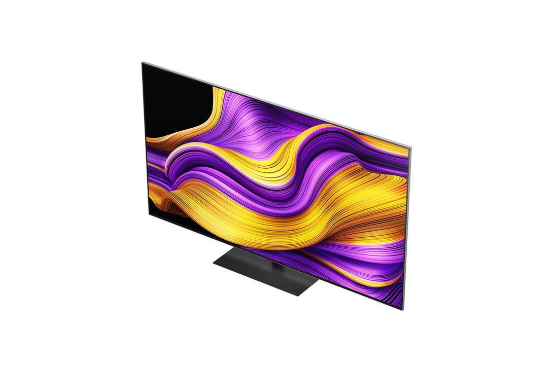 LG Smart TV LG OLED evo AI 4K G5 2025 65 pouces, Le processeur alpha 11 AI de 2ème génération sur un fond sombre. Il brille de l’intérieur d’une lumière violette et bleue, illuminant les circuits de micropuce qui l’entourent. Le titre parle de la fa, OLED65G56LS, thumbnail 6