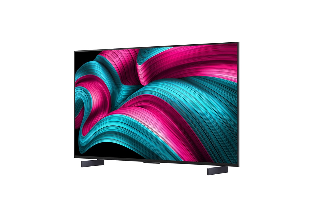 LG Smart TV LG OLED evo AI 4K C5E 2025 42 pouces, Le processeur alpha 9 AI de 8ème génération s’illumine avec différentes nuances de bleu et des éclairs de lumière qui en sortent et mettent en évidence ses circuits. Les statistiques de performance so, OLED42C5ELB, thumbnail 5