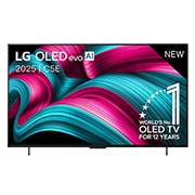 LG Smart TV LG OLED evo AI 4K C5E 2025 42 pouces, Vue avant de la Smart TV LG OLED evo AI C5 4K. L’emblème OLED numéro 1 dans le monde pendant 12 ans et le logo LG OLED evo AI 2025 sont à l’écran., OLED42C5ELB, thumbnail 1