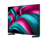 LG Smart TV LG OLED evo AI 4K C5E 2025 42 pouces, Vue avant et latérale de la Smart TV LG OLED evo AI C5 4K montrant ses dimensions de longueur, largeur, hauteur et profondeur., OLED42C5ELB, thumbnail 4