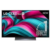 LG Smart TV LG OLED evo AI 4K C5E 2025 48 pouces, Vue avant de la Smart TV LG OLED evo AI C5 4K. L’emblème OLED numéro 1 dans le monde pendant 12 ans et le logo LG OLED evo AI 2025 sont à l’écran., OLED48C5ELB, thumbnail 1