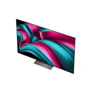 LG Smart TV LG OLED evo AI 4K C5E 2025 77 pouces, Feu de camp la nuit en plein milieu de la nature. Au loin se trouve une forêt et un lac. Le ciel nocturne est rempli d’étoiles. Toute la scène est divisée en deux. Un côté est plus sombre et plus tern, OLED77C5ELB, thumbnail 6