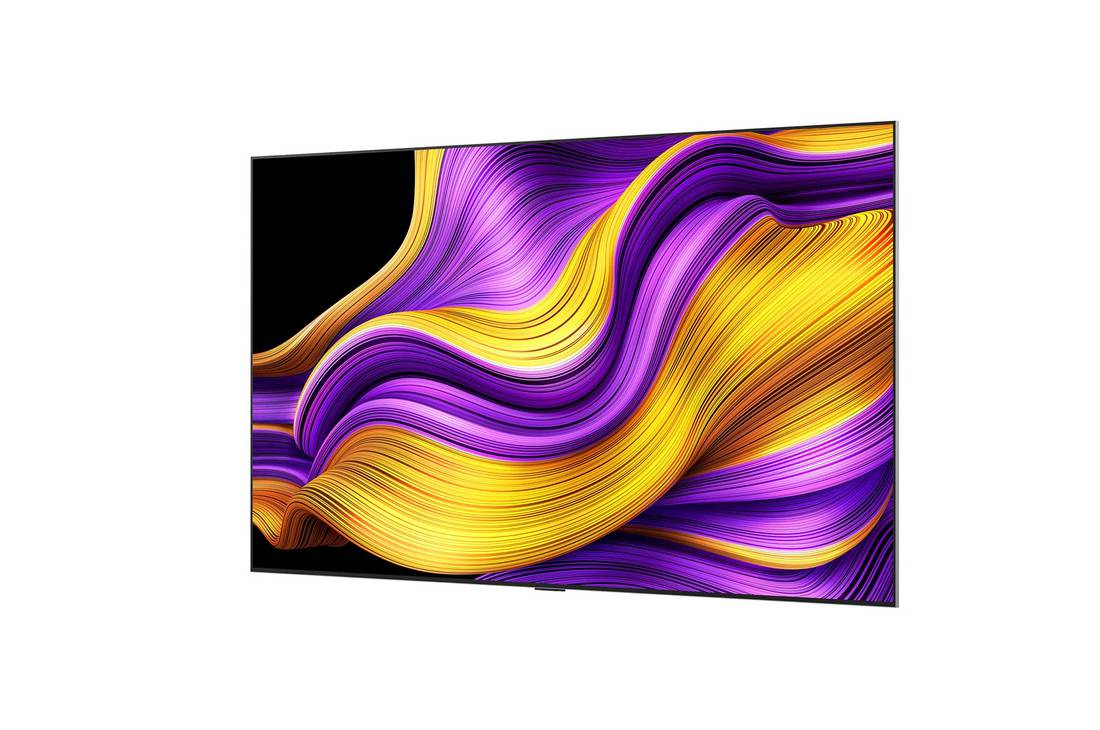 LG Smart TV LG OLED evo AI 4K G5 2025 77 pouces, Vue avant et latérale de la Smart TV LG OLED evo AI G5 4K montrant ses dimensions de longueur, largeur, hauteur et profondeur., OLED77G55LW, thumbnail 5