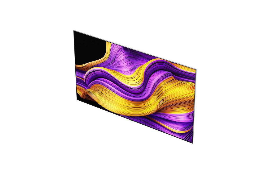 LG Smart TV LG OLED evo AI 4K G5 2025 77 pouces, Le processeur alpha 11 AI de 2ème génération sur un fond sombre. Il brille de l’intérieur d’une lumière violette et bleue, illuminant les circuits de micropuce qui l’entourent. Le titre parle de la fa, OLED77G55LW, thumbnail 6