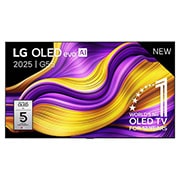 LG Smart TV LG OLED evo AI 4K G5 2025 77 pouces, Vue avant de la Smart TV LG OLED evo AI G5 4K. L’emblème OLED numéro 1 dans le monde pendant 12 ans et le logo LG OLED evo AI 2025 sont à l’écran., OLED77G55LW, thumbnail 1