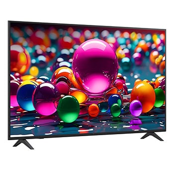 LG Smart TV LG UHD AI UA75 4K 2025 75 pouces, Vue avant d’une TV UHD UA75, logo LG UHD Al dans le coin supérieur. La LG UHD TV représente des textures colorées semblables à de la peinture, réunies., 75UA75006LA, thumbnail 2