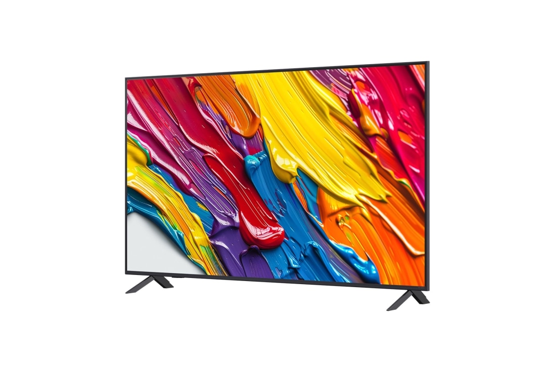 LG Smart TV LG QNED AI QNED82 4K 2025 65 pouces, Vue avant et latérale de la Smart TV LG QNED82 AI 4K montrant ses dimensions de longueur, largeur, hauteur et profondeur., 65QNED82A6B, thumbnail 5